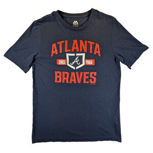 Atlanta Braves T-Shirt Medium Men's Majestic Short Sleeve Since 1966 Casual